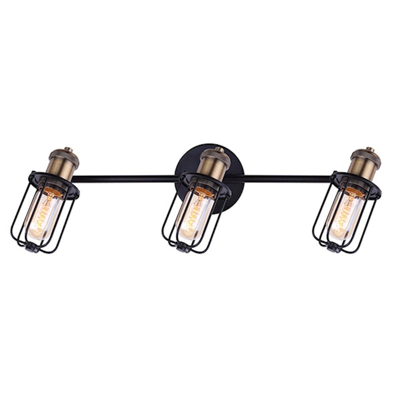 Canarm Vox 22in 3-Light Track Light | Industrial Matte Black and Gold Metal | Kitchen & Living Room | 22 x 6 x 8 in | Model IT704A03BKG