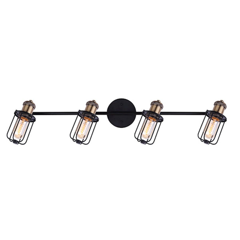 Canarm Vox 32in 4-Light Track Light | Industrial Matte Black and Gold Metal | Kitchen & Living Room | 32 x 6 x 8 in | Model IT704A04BKG