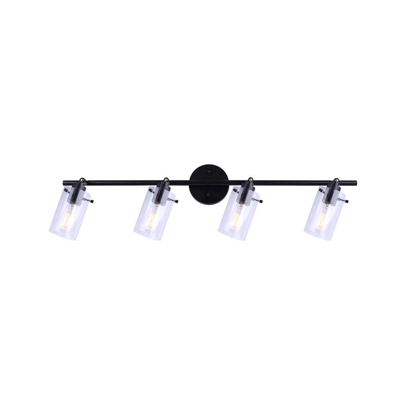 Canarm Joni 33in 4-Light Track Lighting | Transitional Matte Black and Clear Glass | Kitchen & Living Room | 33 x 5 x 9 in | Model IT759A04BK