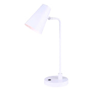 Canarm Orli 22in 1-Light Table Lamp | Modern Matte White Adjustable Arm | Office & Bedside Reading | 12 x 7 x 22 in | Model ITL1056A22WH