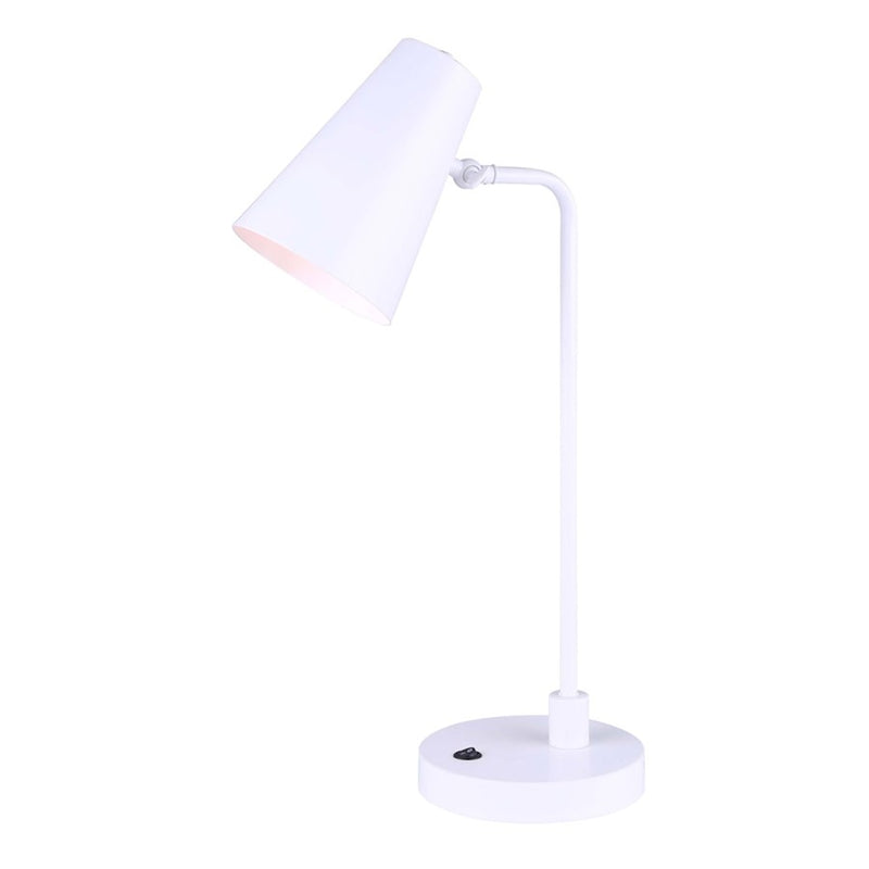Canarm Orli 22in 1-Light Table Lamp | Modern Matte White Adjustable Arm | Office & Bedside Reading | 12 x 7 x 22 in | Model ITL1056A22WH