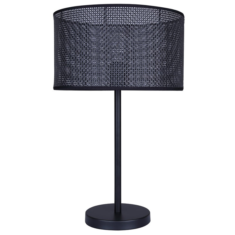 Canarm Bellamy 1-Light Table Lamp | Matte Black Metal & Faux Rattan Shade | Bedroom & Living Room | 13.75 x 13.75 x 22 in | Model ITL1149A22BK-BPR