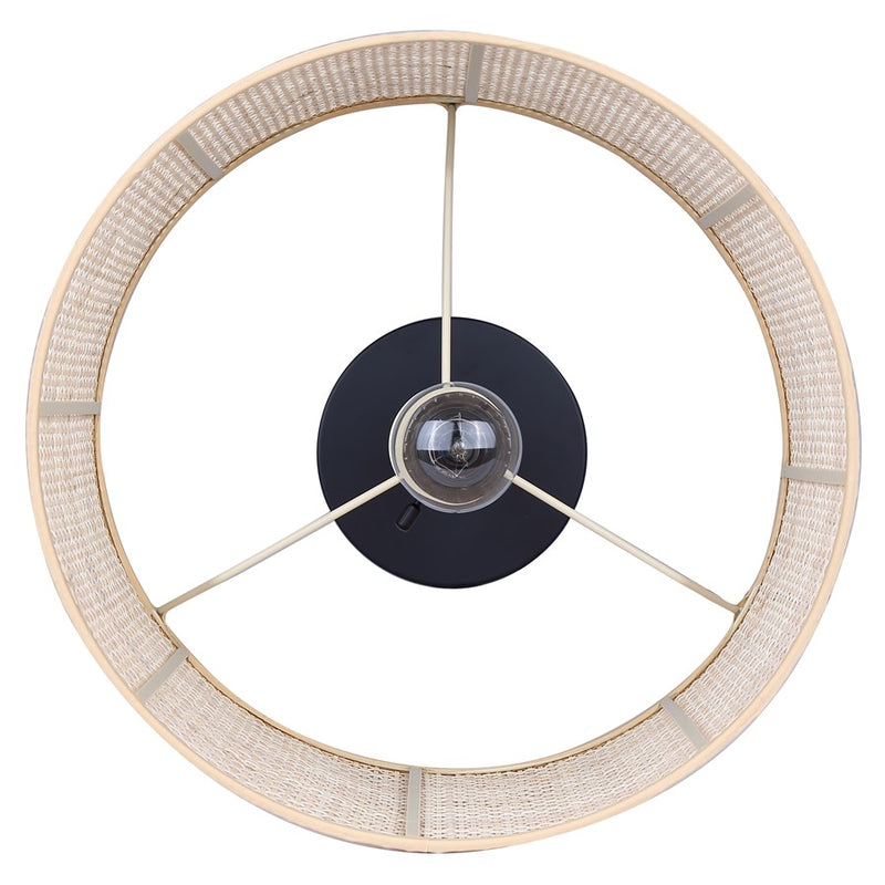 Canarm Bellamy 1-Light Table Lamp | Matte Black Metal & Natural Rattan Shade | Bedroom & Living Room | 13.75 x 13.75 x 22 in | Model ITL1149A22BK-NR