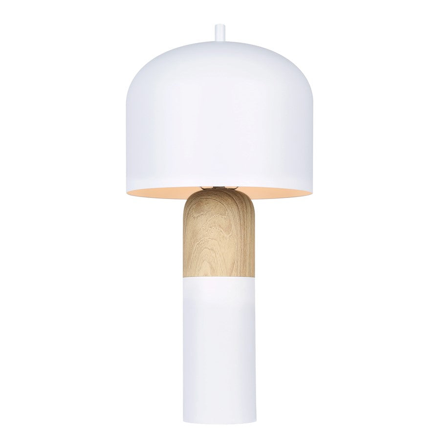 Canarm Caleb 1 Light 19" Table Lamp, Matte White/Faux Wood