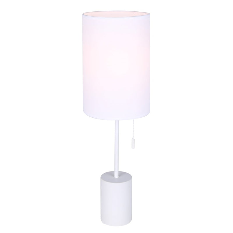 Canarm Flint 23in 1-Light Table Lamp | Minimalist White Fabric Shade | Bedroom & Home Office | 7 x 7 x 23 in | Model ITL1164A23WH