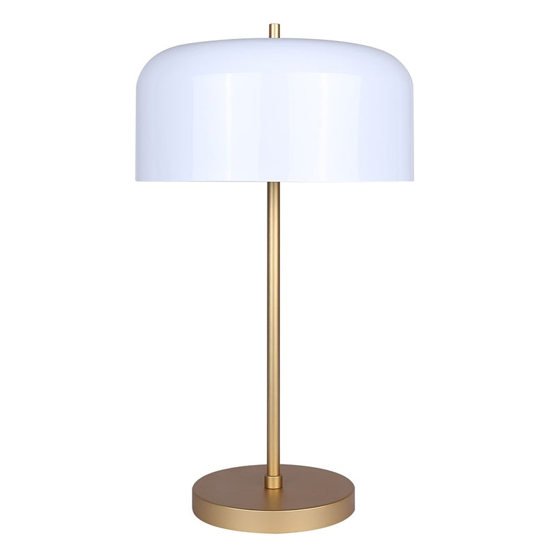 Canarm Milli 23in 1-Light Table Lamp | Glossy White & Polished Gold | Bedroom & Living Room | 13 x 13 x 23 in | Model ITL2098B23GDW