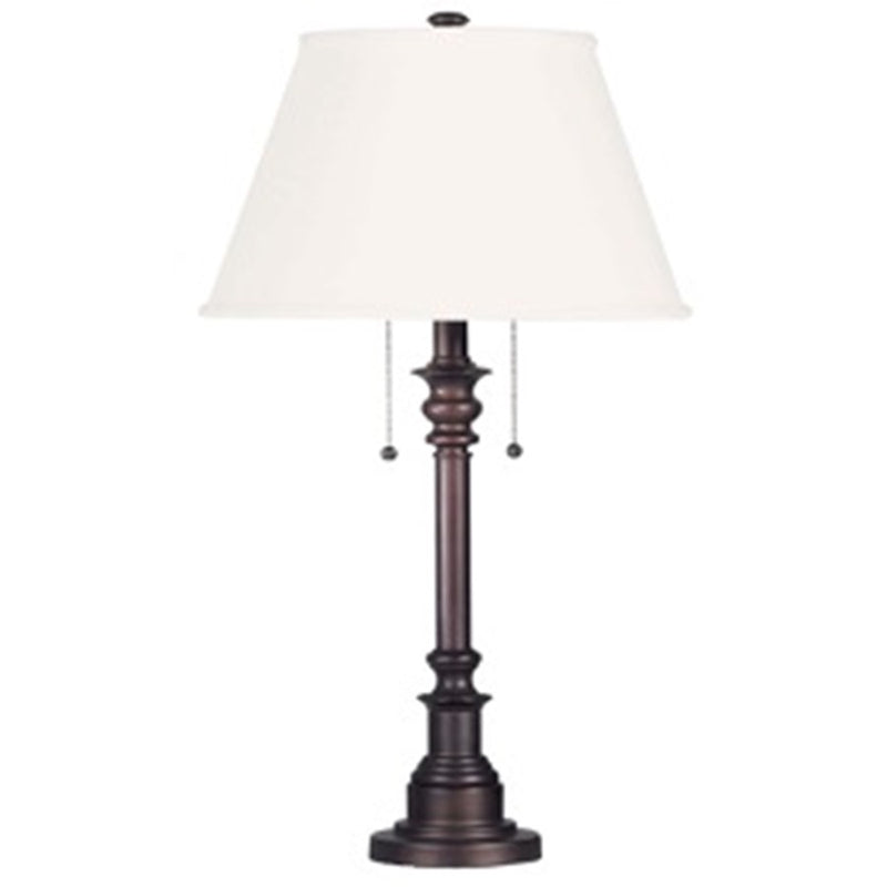 Canarm Nevan 30in 2-Light Table Lamp | Oil Rubbed Bronze and White Fabric Shade | Living Room & Bedroom | 17 x 17 x 30 in | Model ITL2121B31ORB
