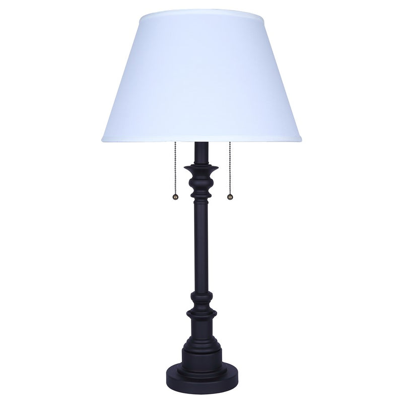 Canarm Nevan 30in 2-Light Table Lamp | Oil Rubbed Bronze and White Fabric Shade | Living Room & Bedroom | 17 x 17 x 30 in | Model ITL2121B31ORB