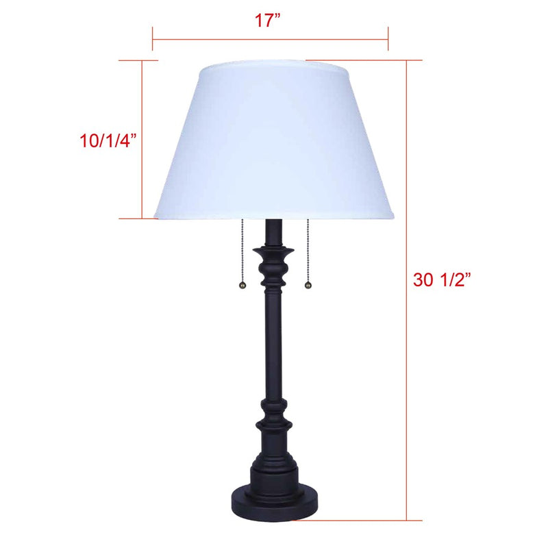 Canarm Nevan 30in 2-Light Table Lamp | Oil Rubbed Bronze and White Fabric Shade | Living Room & Bedroom | 17 x 17 x 30 in | Model ITL2121B31ORB