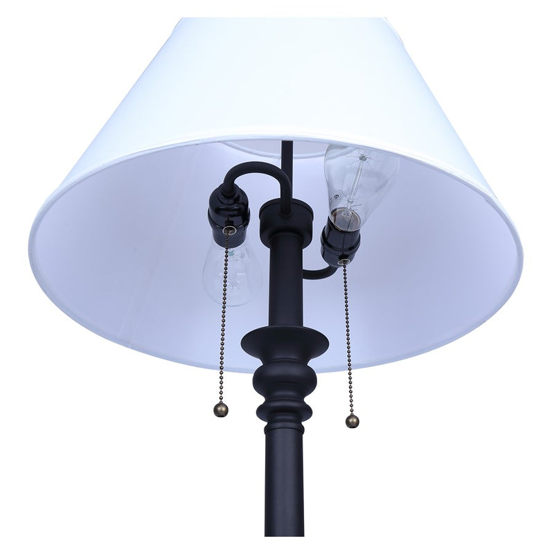 Canarm Nevan 30in 2-Light Table Lamp | Oil Rubbed Bronze and White Fabric Shade | Living Room & Bedroom | 17 x 17 x 30 in | Model ITL2121B31ORB