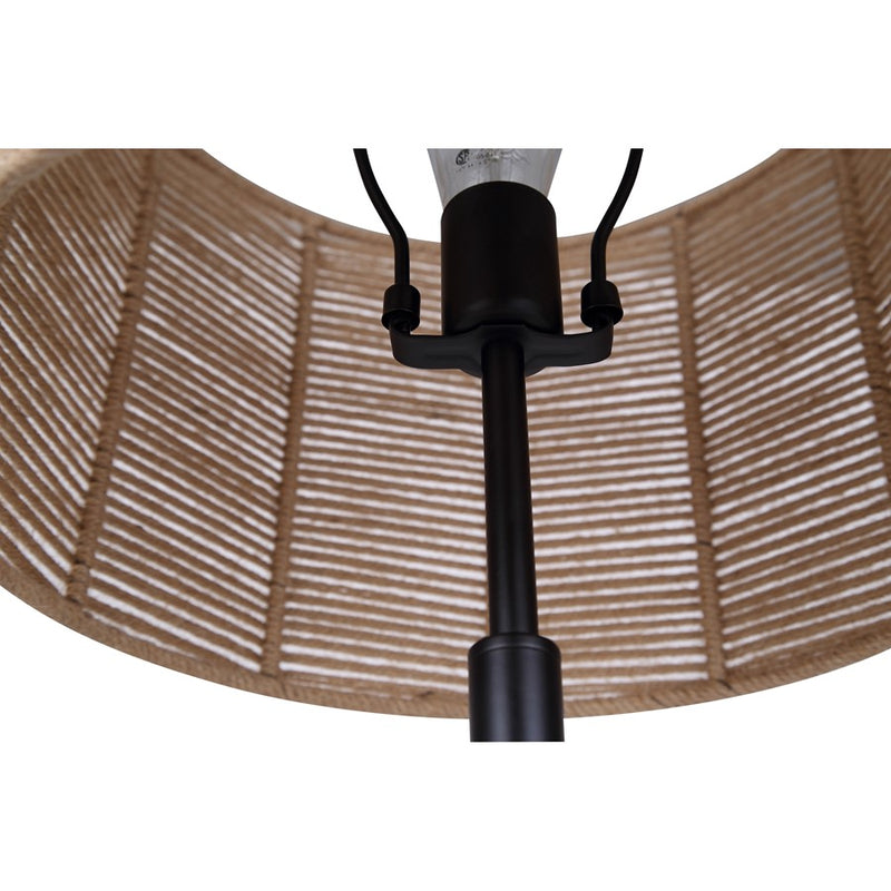 Canarm Lano 24in 1-Light Table Lamp | Modern Matte Black and Rope Shade | Bedroom & Living Room Accent | 13.75 x 13.75 x 24 in | Model ITL2134B24BK