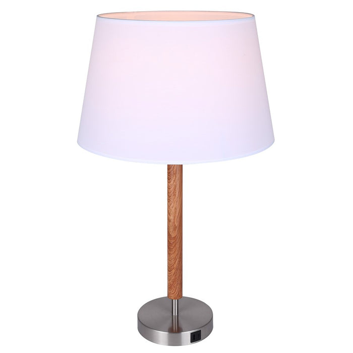 Canarm Maly 1 Light 25.5" Table Lamp, Brushed Nickel/Faux Wood