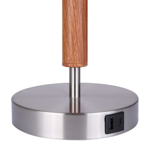 Canarm Maly 1 Light 25.5" Table Lamp, Brushed Nickel/Faux Wood