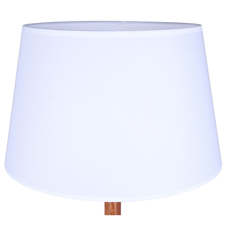 Canarm Maly 25.5in 1-Light Table Lamp | Brushed Nickel and Faux Wood with White Fabric Shade | Bedroom & Office with USB-C | Model ITL2137B26BNW