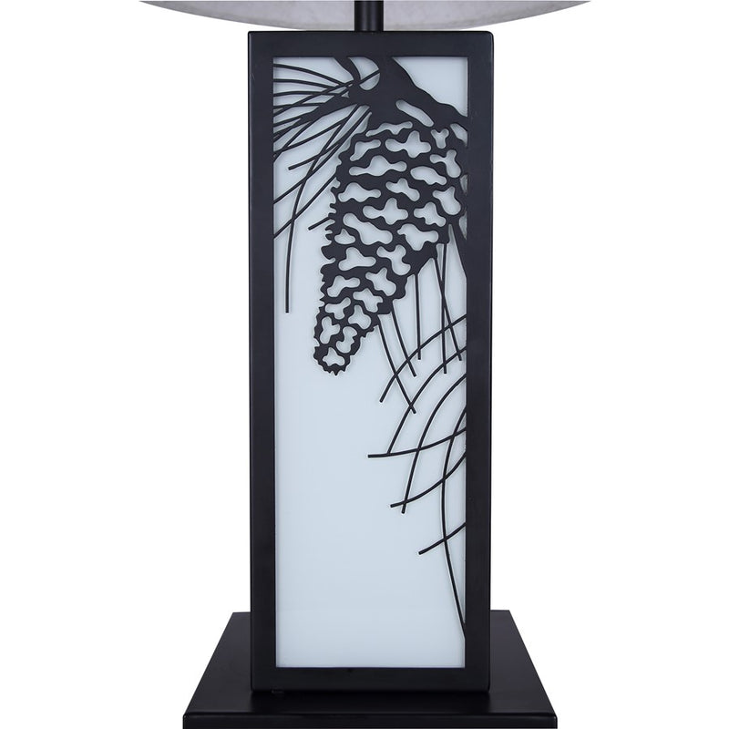 Canarm Coy 26in 2-Light Table Lamp | Farmhouse Matte Black and Fabric Shade with LED Base | Bedroom & Living Room | Model ITL2138B26BK