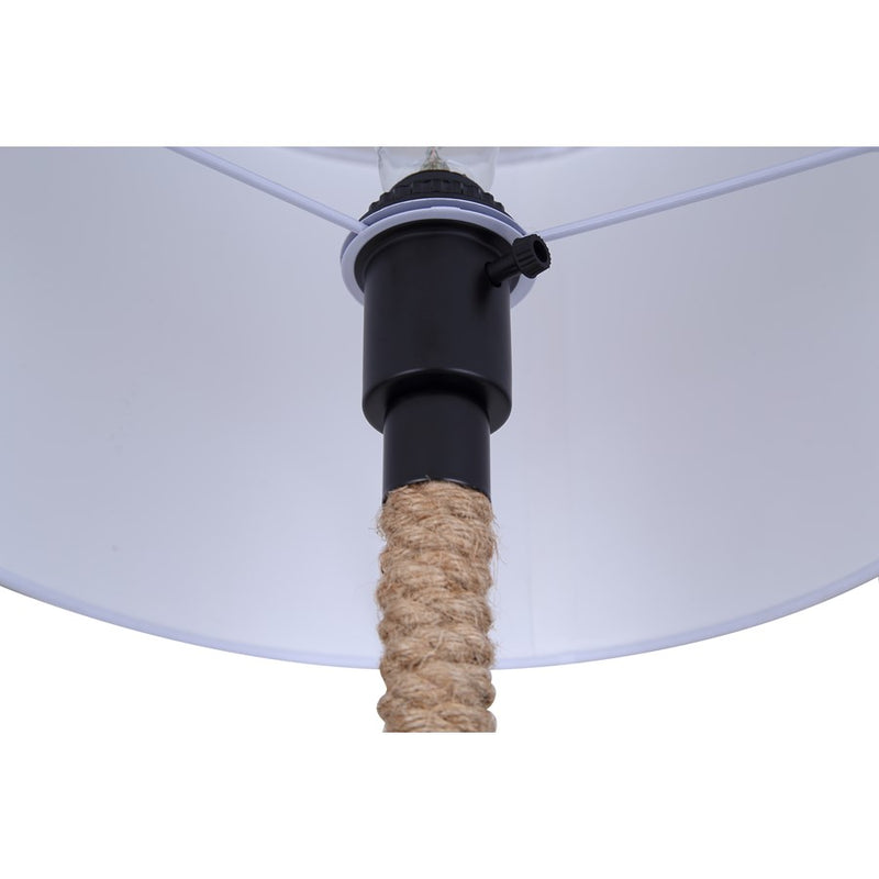 Canarm Sidro 26in 1-Light Table Lamp | Nautical Matte Black and Rope Accents White Fabric Shade | Bedroom & Living Room | Model ITL2139B26BK