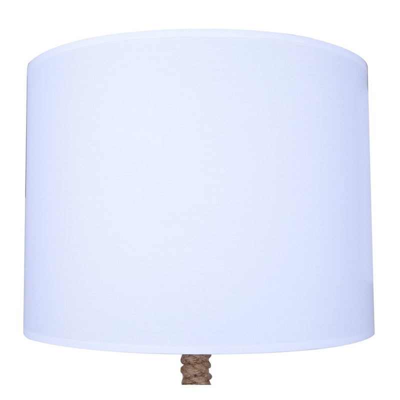 Canarm Sidro 26in 1-Light Table Lamp | Nautical Matte Black and Rope Accents White Fabric Shade | Bedroom & Living Room | Model ITL2139B26BK