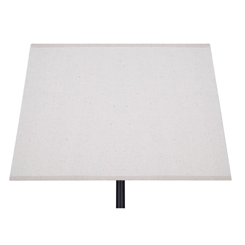 Canarm Burke 26in 1-Light Table Lamp | Modern Rustic Matte Black and Brushed Brown Geometric Base Neutral Fabric Shade | Model ITL2141B26BKB