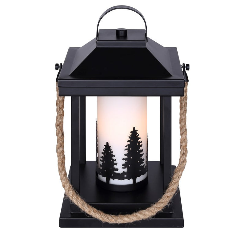 Canarm Collie 12.75in 1-Light Table Lamp | Rustic Matte Black and Rope with Opal Glass Shade | Bedside & Living Room | Model ITL2143B13BKR