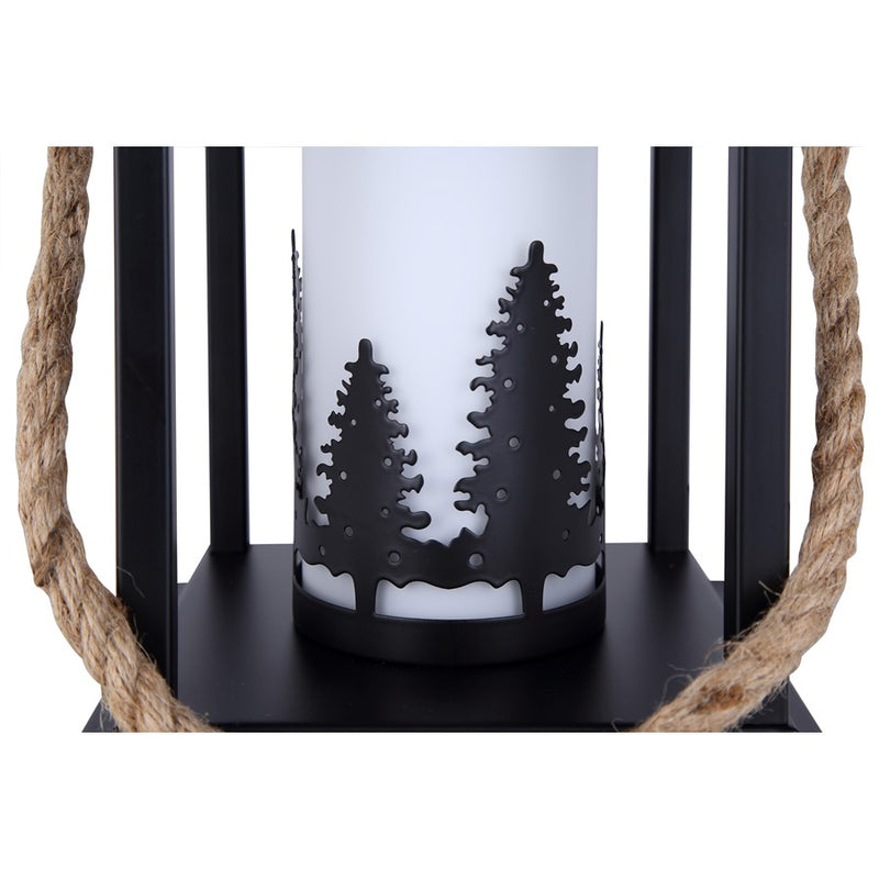 Canarm Collie 12.75in 1-Light Table Lamp | Rustic Matte Black and Rope with Opal Glass Shade | Bedside & Living Room | Model ITL2143B13BKR