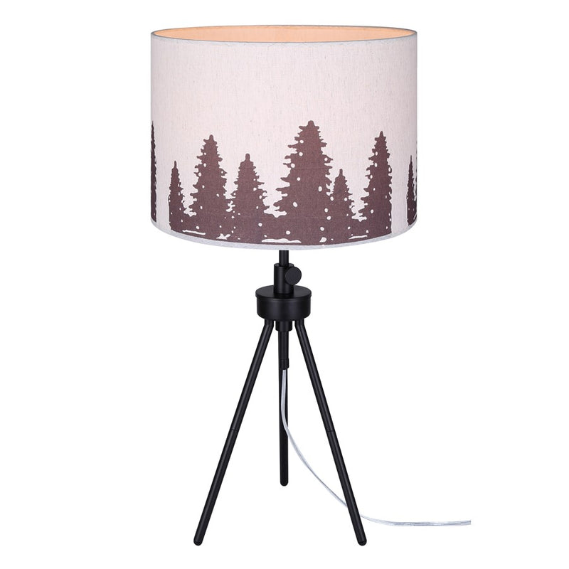 Canarm Holt 27.25in 1-Light Table Lamp | Modern Matte Black Tripod with Tree Motif Shade | Bedside & Reading Corner | Model ITL2145B26BK