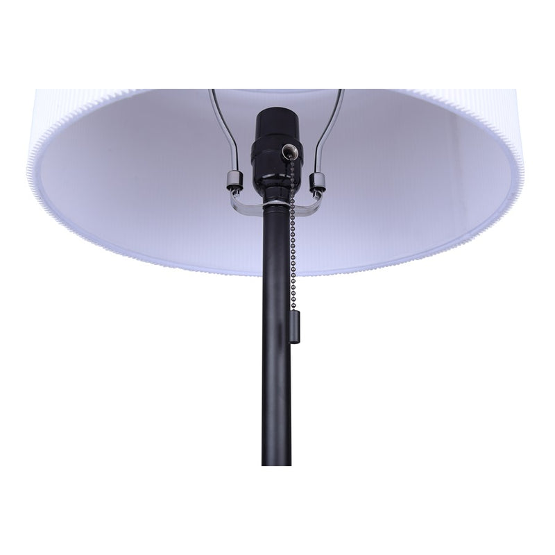 Canarm Carmynn 24.25in 1-Light Table Lamp | Modern Matte Black with White Ribbed Shade | Bedroom & Home Office | Model ITL288A24BK
