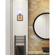 Canarm Cain 1-Light Wall Sconce | Modern Black and Gold Metal | Bedroom & Hallway Accent Light | 6 x 8 x 10 in | Model IVL1019A01BKG