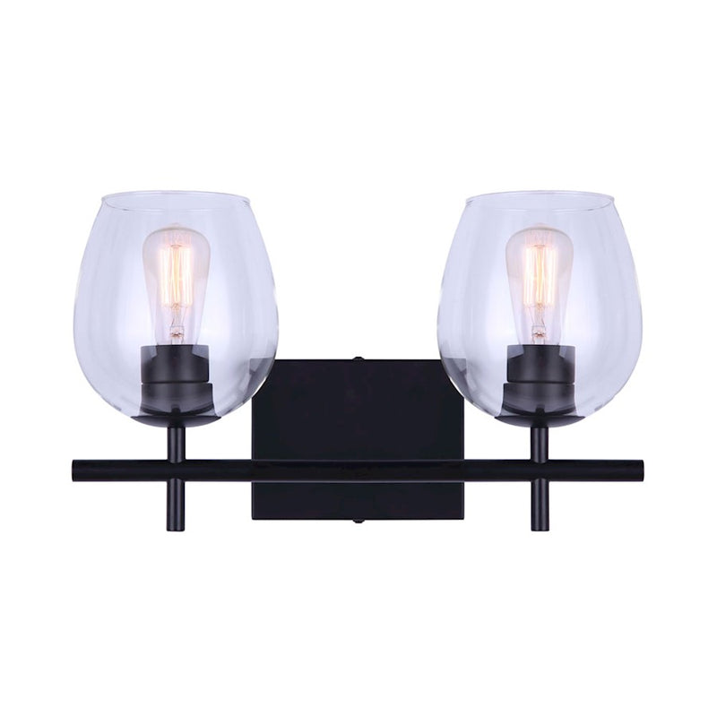 Canarm Cain 2-Light Vanity Light | Modern Black Metal | Bathroom & Powder Room Vanity Lighting | 16 x 7 x 10 in | Model IVL1019A02BK