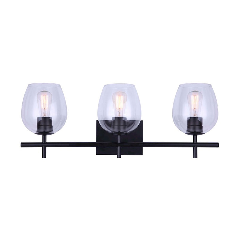 Canarm Cain 3-Light Vanity Light | Modern Black Metal | Bathroom & Powder Room Vanity Lighting | 25 x 7 x 10 in | Model IVL1019A03BK