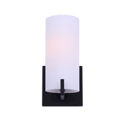 Canarm Bishop 6in 1-Light Wall Sconce | Matte Black and Opal Glass | Bathroom Vanity & Hallway | 6 x 10 x 5 in | Model IVL1052A01BK