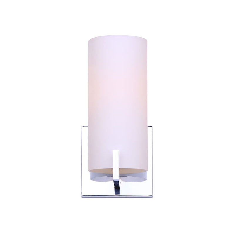 Canarm Bishop 6in 1-Light Wall Sconce | Chrome and Opal Glass | Bathroom Vanity & Hallway | 6 x 10 x 5 in | Model IVL1052A01CH