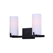 Canarm Bishop 16in 2-Light Vanity Light | Transitional Matte Black and Opal Glass | Bathroom Vanity | 16 x 6 x 10 in | Model IVL1052A02BK