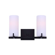 Canarm Bishop 16in 2-Light Vanity Light | Transitional Matte Black and Opal Glass | Bathroom Vanity | 16 x 6 x 10 in | Model IVL1052A02BK