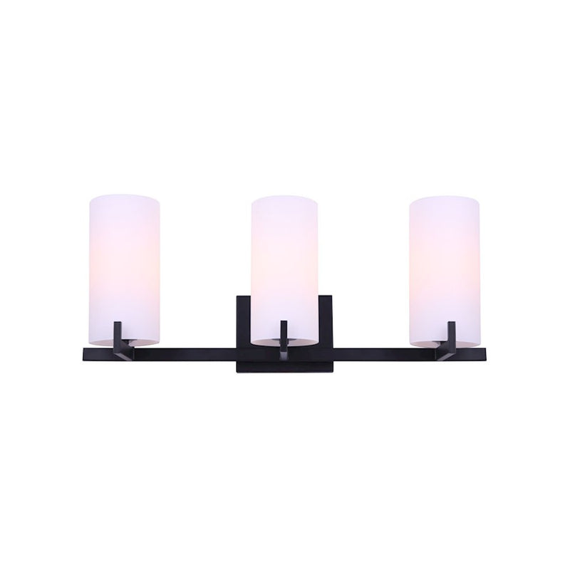 Canarm Bishop 24in 3-Light Vanity Light | Transitional Matte Black and Opal Glass | Bathroom Vanity | 24 x 6 x 10 in | Model IVL1052A03BK