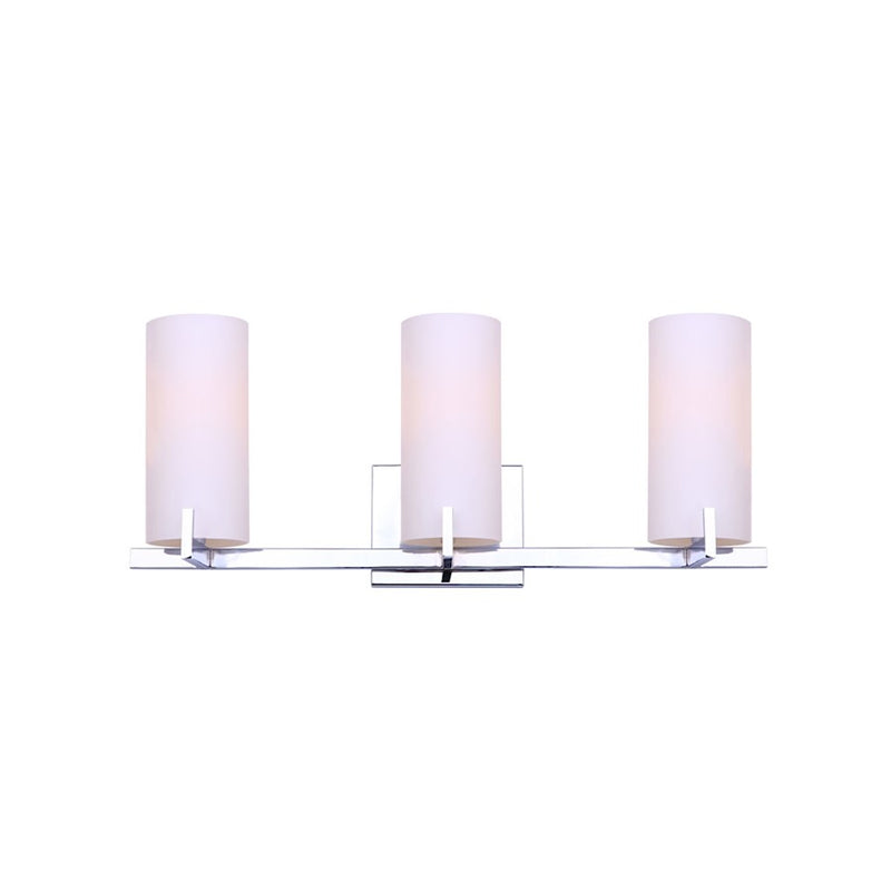 Canarm Bishop 24in 3-Light Vanity Light | Transitional Matte Chrome and Opal Glass | Bathroom Vanity | 24 x 6 x 10 in | Model IVL1052A03CH
