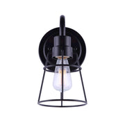 Canarm Dree 1-Light Wall Sconce | Industrial Matte Black and Clear Glass | Bathroom & Hallway Accent | 5 x 7 x 10 in | Model IVL1053A01BK