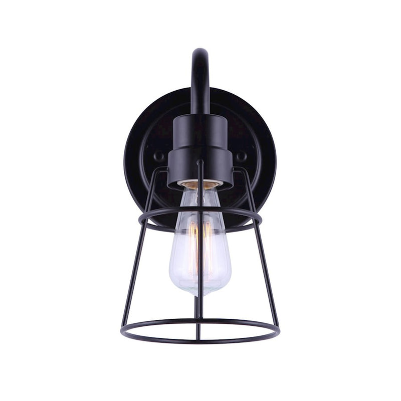 Canarm Dree 1-Light Wall Sconce | Industrial Matte Black and Clear Glass | Bathroom & Hallway Accent | 5 x 7 x 10 in | Model IVL1053A01BK