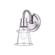 Canarm Dree 1-Light Wall Sconce | Industrial Brushed Nickel and Clear Glass | Bathroom & Hallway Accent | 5 x 7 x 10 in | Model IVL1053A01BN