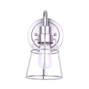 Canarm Dree 1-Light Wall Sconce | Industrial Brushed Nickel and Clear Glass | Bathroom & Hallway Accent | 5 x 7 x 10 in | Model IVL1053A01BN