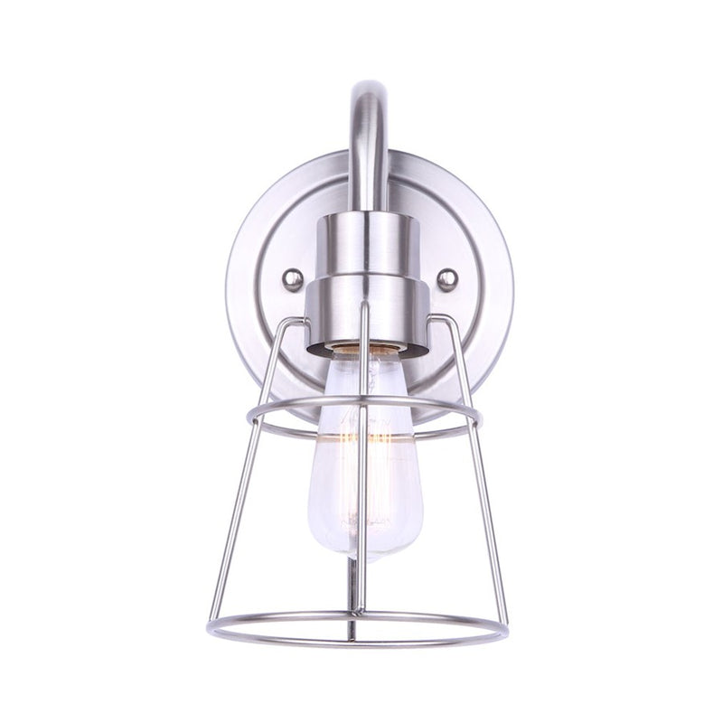 Canarm Dree 1-Light Wall Sconce | Industrial Brushed Nickel and Clear Glass | Bathroom & Hallway Accent | 5 x 7 x 10 in | Model IVL1053A01BN