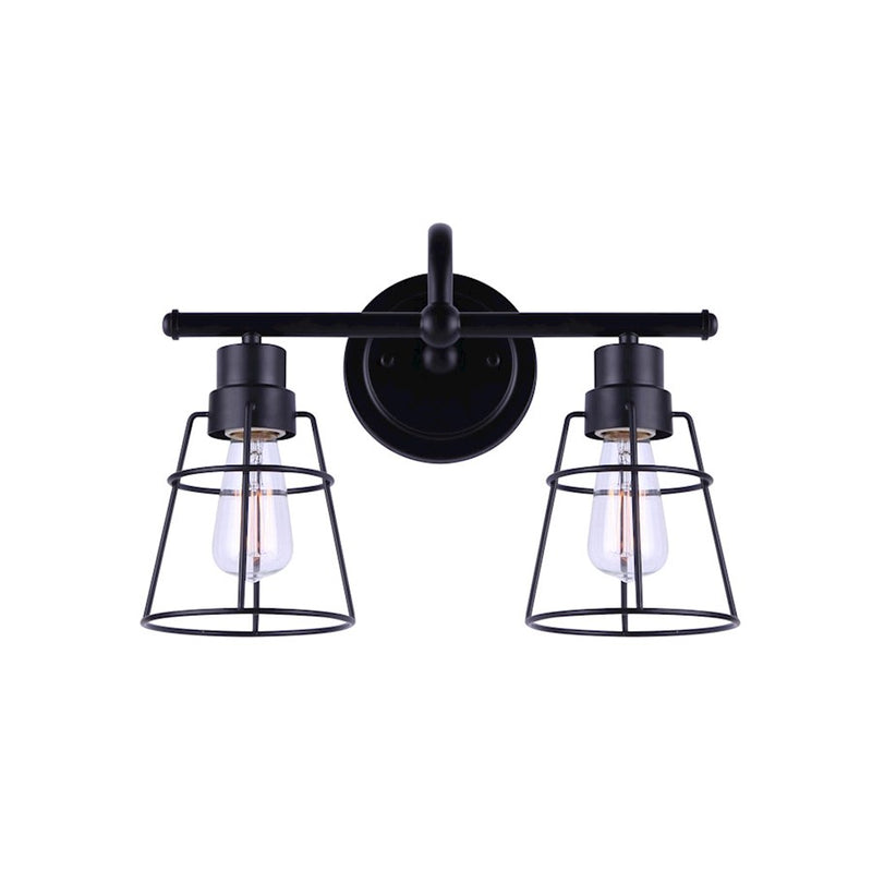 Canarm Dree 2-Light Vanity Light | Industrial Matte Black and Clear Glass | Bathroom Vanity & Makeup Area | 14 x 7 x 11 in | Model IVL1053A02BK