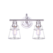 Canarm Dree 2-Light Vanity Light | Industrial Brushed Nickel and Clear Glass | Bathroom Vanity & Makeup Area | 14 x 7 x 11 in | Model IVL1053A02BN