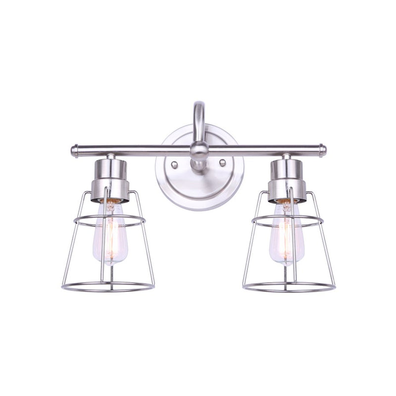 Canarm Dree 2-Light Vanity Light | Industrial Brushed Nickel and Clear Glass | Bathroom Vanity & Makeup Area | 14 x 7 x 11 in | Model IVL1053A02BN