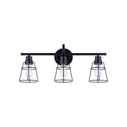 Canarm Dree 24in 3-Light Vanity Light | Industrial Matte Black and Caged Shade | Bathroom Vanity | 7 x 24 x 11 in | Model IVL1053A03BK