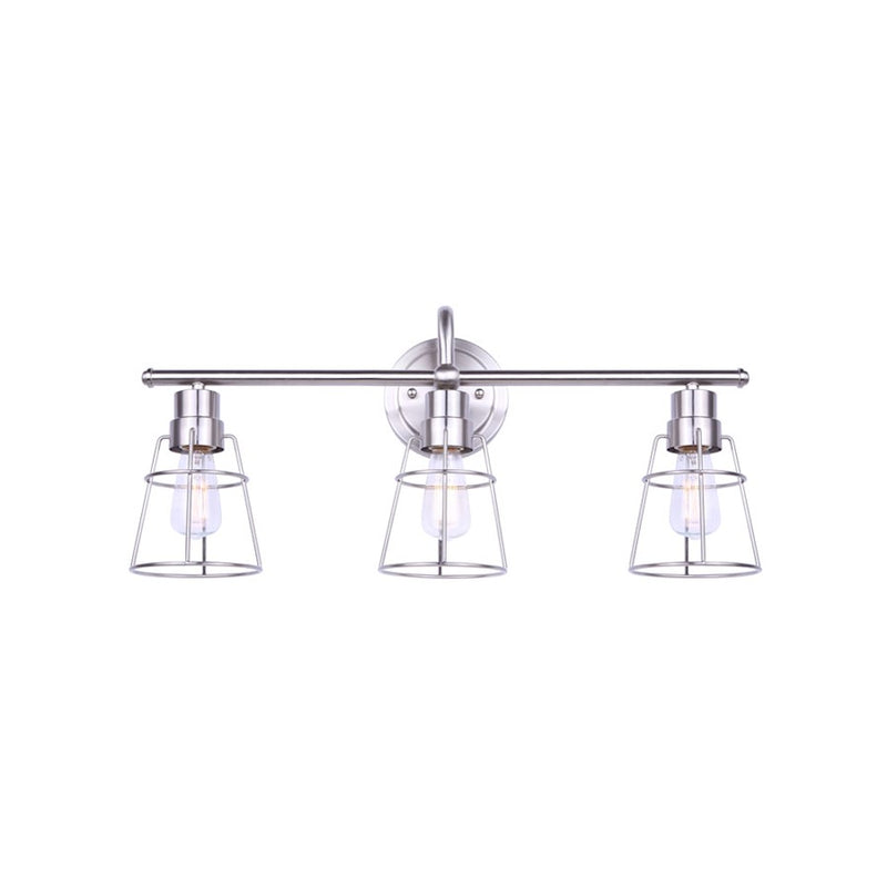 Canarm Dree 24in 3-Light Vanity Light | Industrial Brushed Nickel and Caged Shade | Bathroom Vanity | 7 x 24 x 11 in | Model IVL1053A03BN