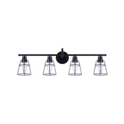 Canarm Dree 33in 4-Light Vanity Light | Industrial Matte Black and Caged Shade | Bathroom Vanity | 7 x 33 x 11 in | Model IVL1053A04BK