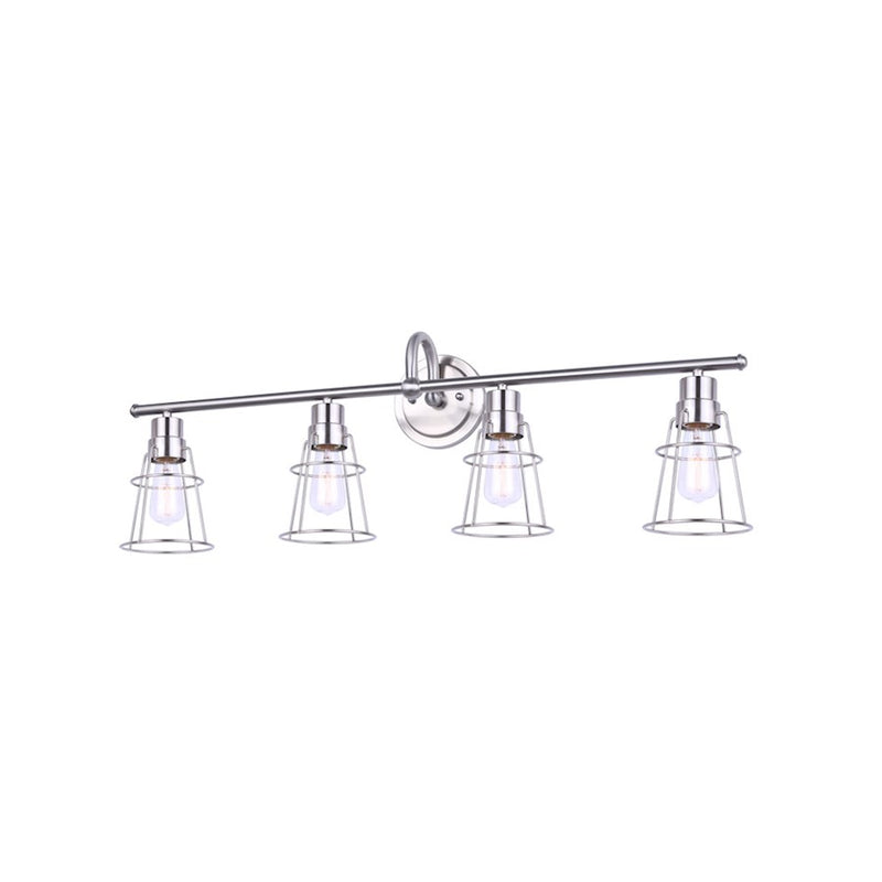 Canarm Dree 33in 4-Light Vanity Light | Industrial Brushed Nickel and Caged Shade | Bathroom Vanity | 7 x 33 x 11 in | Model IVL1053A04BN