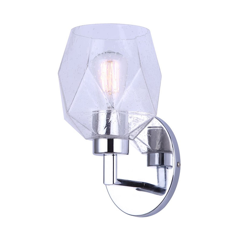 Canarm Lenci 7in 1-Light Wall Sconce | Modern Chrome and Seeded Glass | Bathroom Vanity & Hallway | 7 x 6 x 10 in | Model IVL1070A01CH