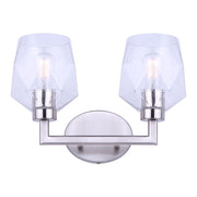 Canarm Lenci 15in 2-Light Vanity Light | Modern Brushed Nickel and Seeded Glass | Bathroom Vanity & Powder Room | 15 x 7 x 10 in | Model IVL1070A02BN