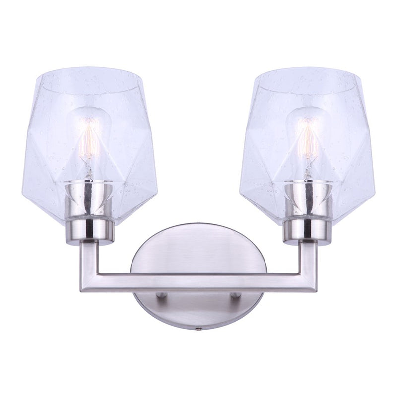 Canarm Lenci 15in 2-Light Vanity Light | Modern Brushed Nickel and Seeded Glass | Bathroom Vanity & Powder Room | 15 x 7 x 10 in | Model IVL1070A02BN